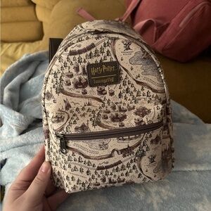 Loungefly Harry Potter Cream and Brown Map Backpack